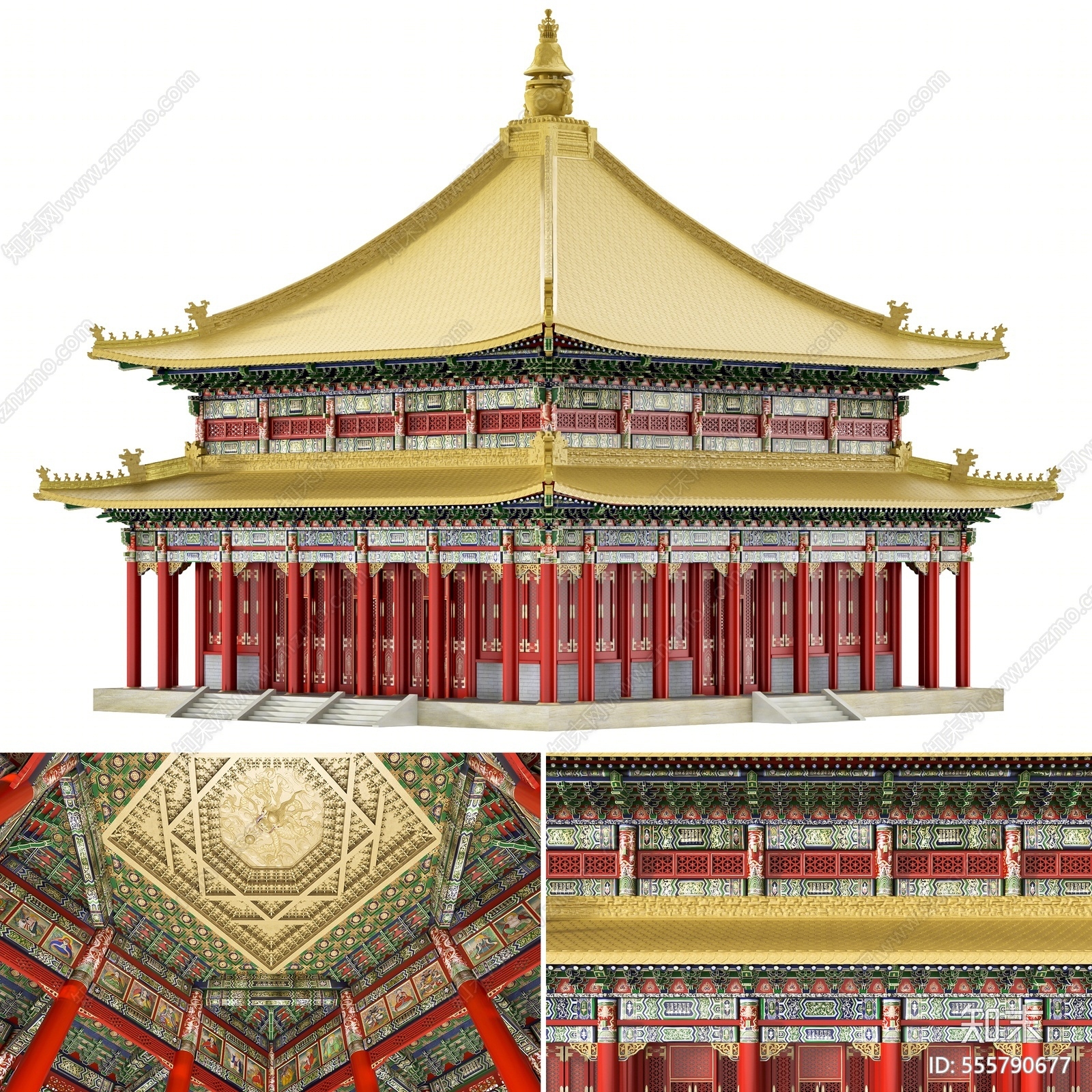 户外 风格建筑 古建筑 中式宫殿模型3d模型下载【id:555790677】