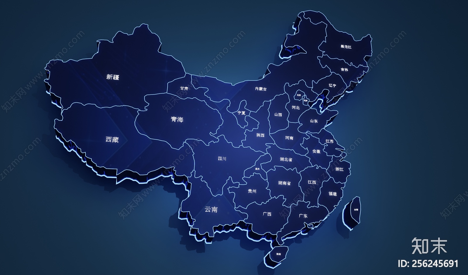 现代中国地图3d模型下载【id:256245691】