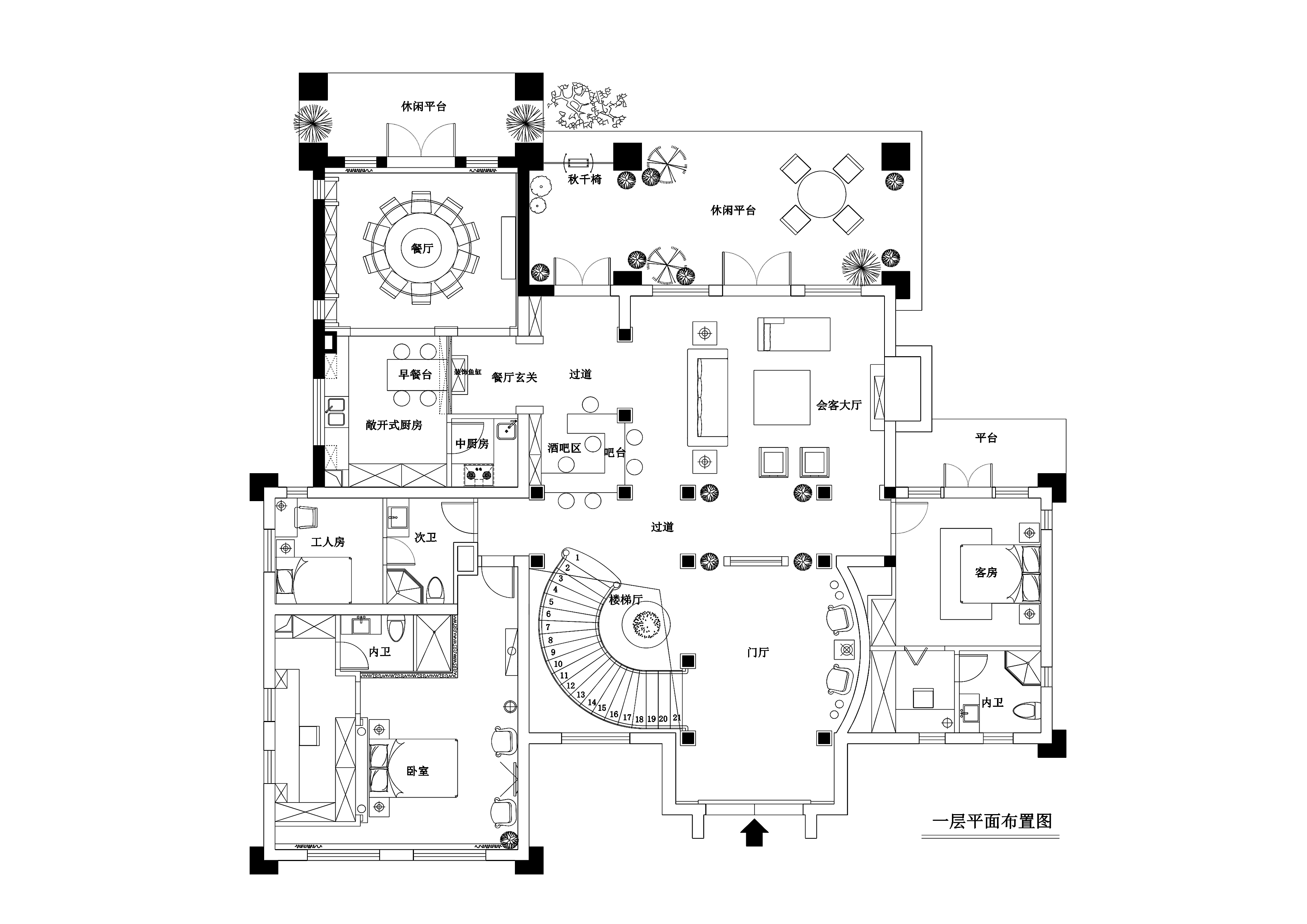 500平欧式风格独立别墅装修施工图施工图下载【id:556533456】