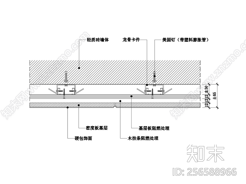 硬包饰面墙面节点图施工图下载