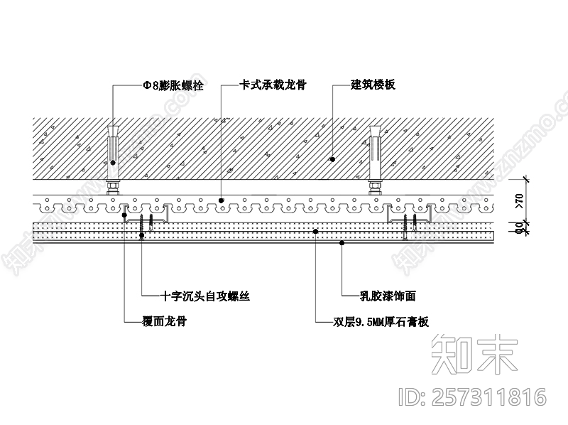 现代石膏板吊顶节点图施工图下载