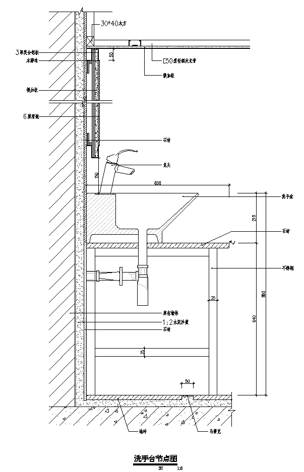 现代洗手台节点大样施工图下载