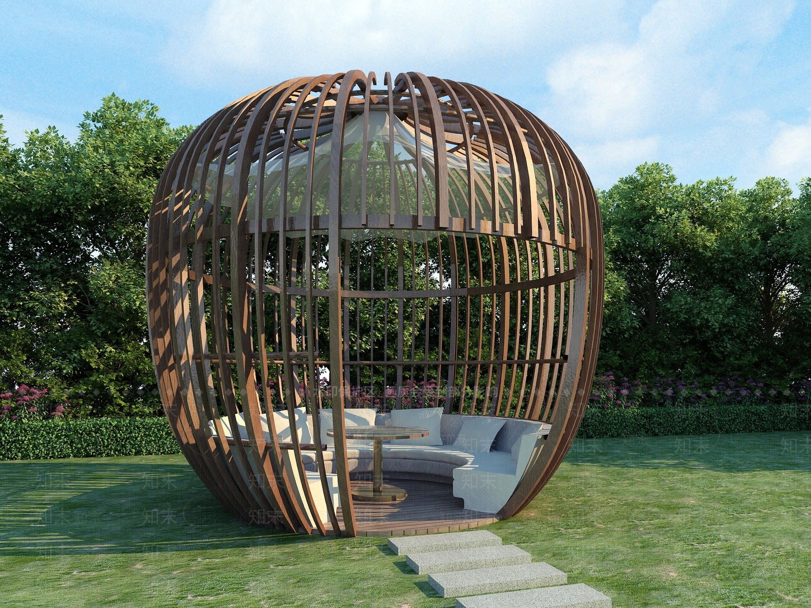 户外 景观小品 亭子 现代休憩空间3d模型下载【id:657999024】  vrid