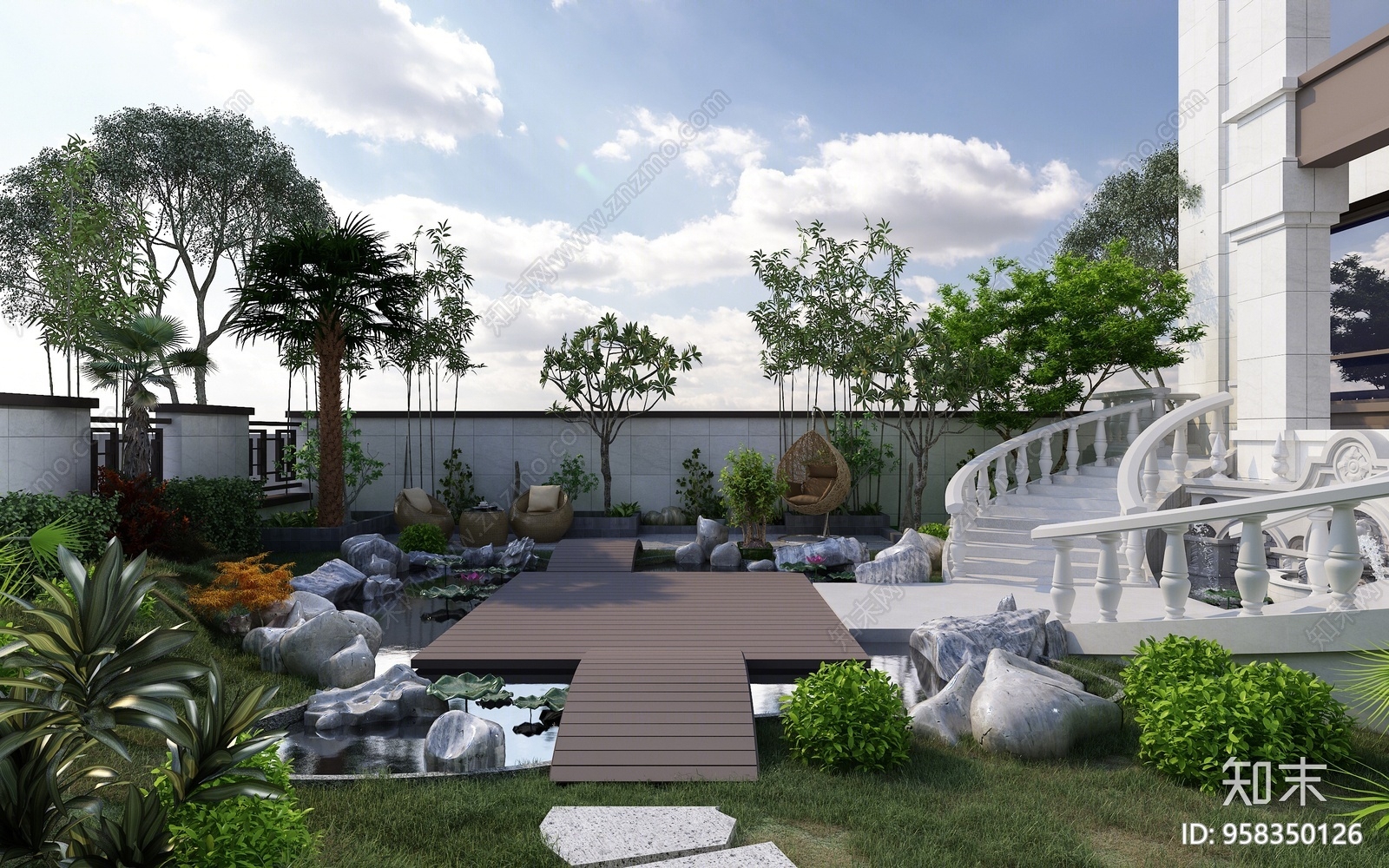 家装空间 院子 居家庭院 中式外景庭院3d模型下载【id:958350126】