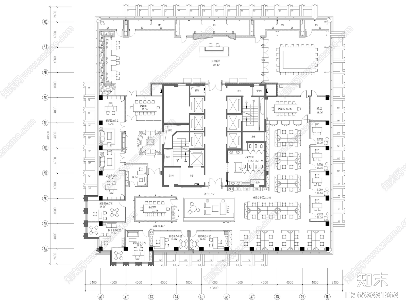 大型办公室平面布置图施工图下载