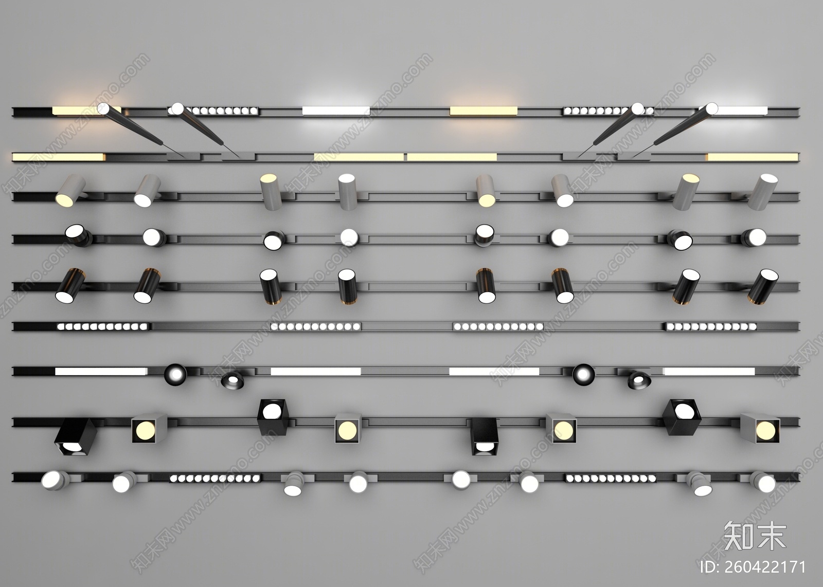 现代磁吸轨道灯3d模型下载【id:260422171】