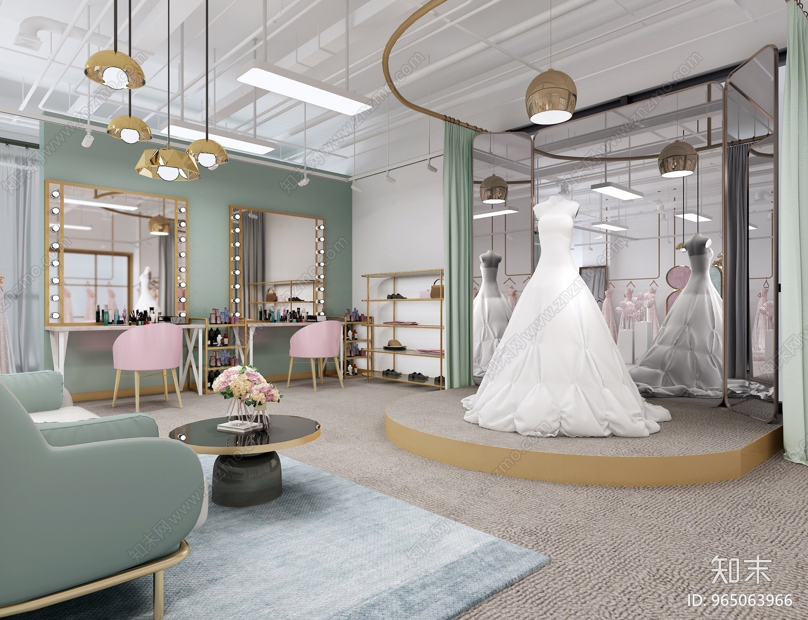 现代婚纱店3d模型下载【id:965063966】