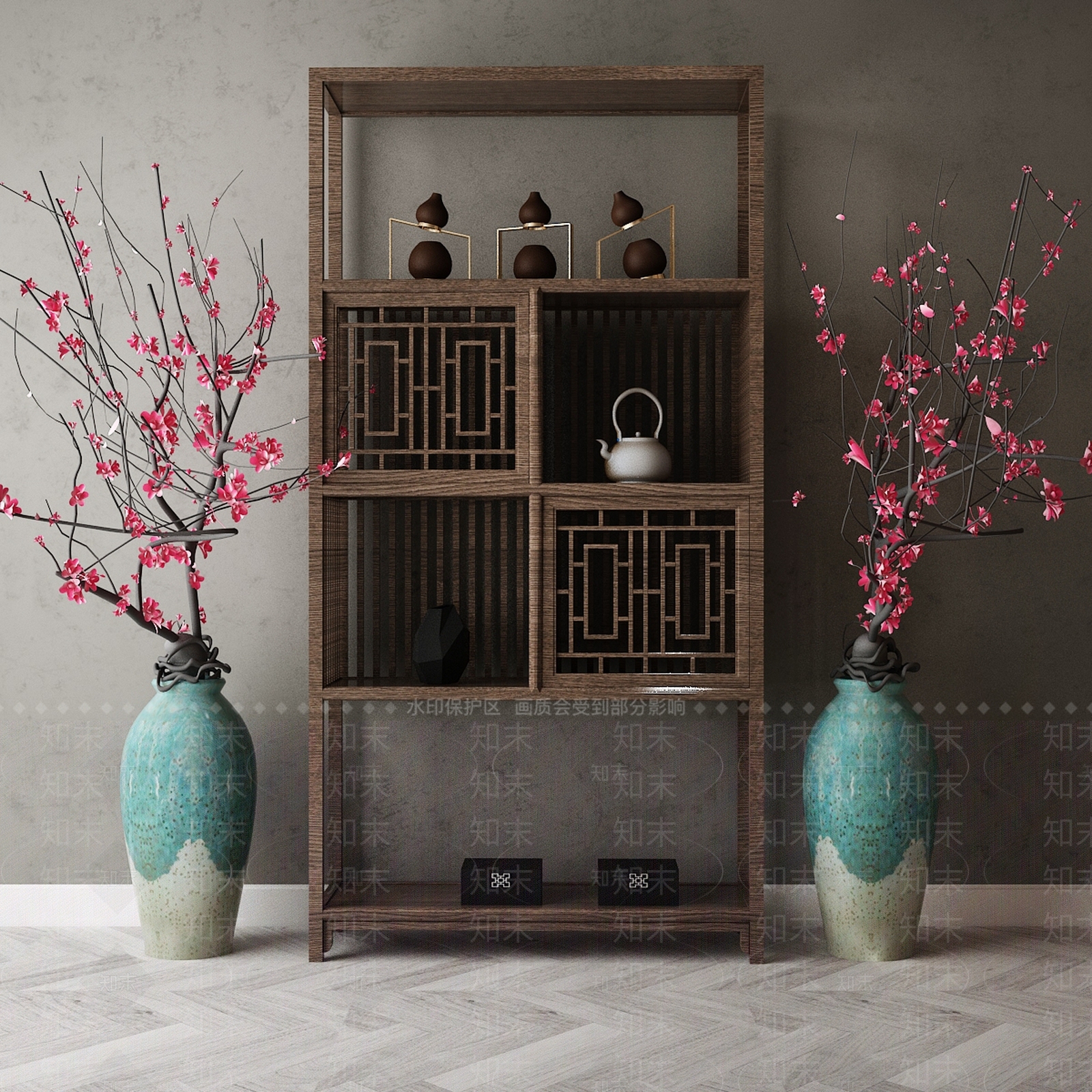 新中式柜子组合3d模型下载