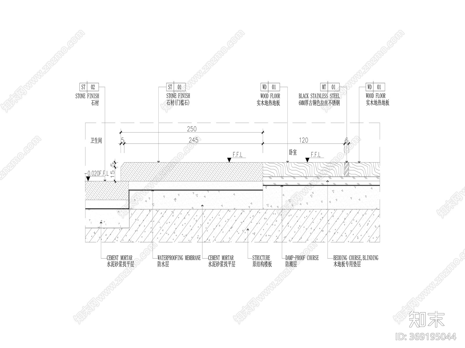 地板与卫生间收口剖面节点大样图施工图下载