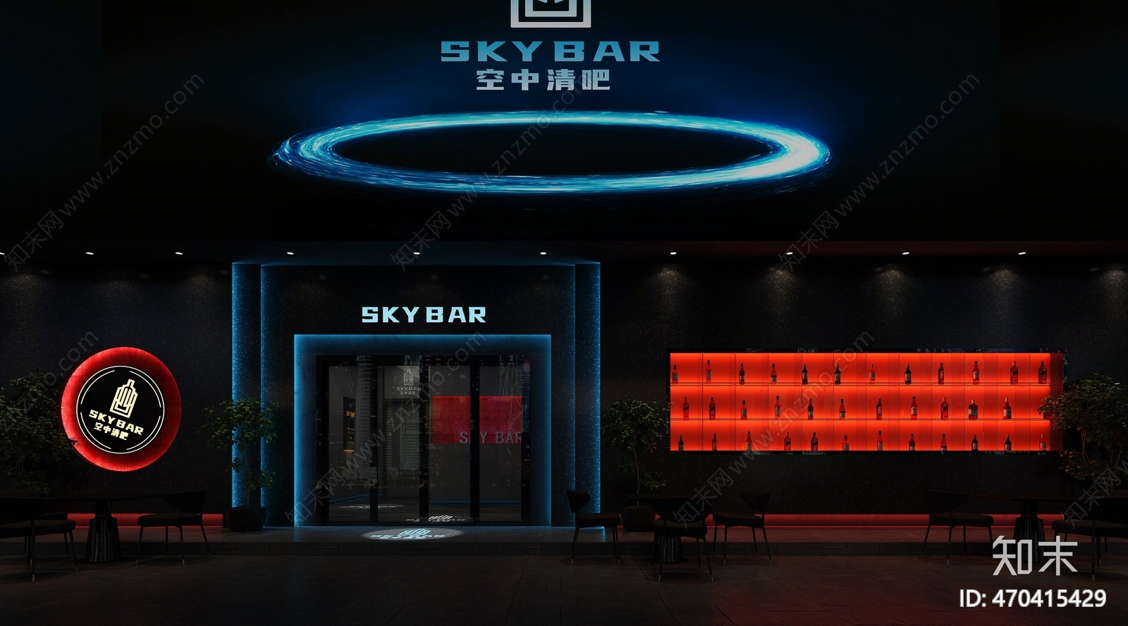 工业风酒吧门头3d模型下载【id:470415429】