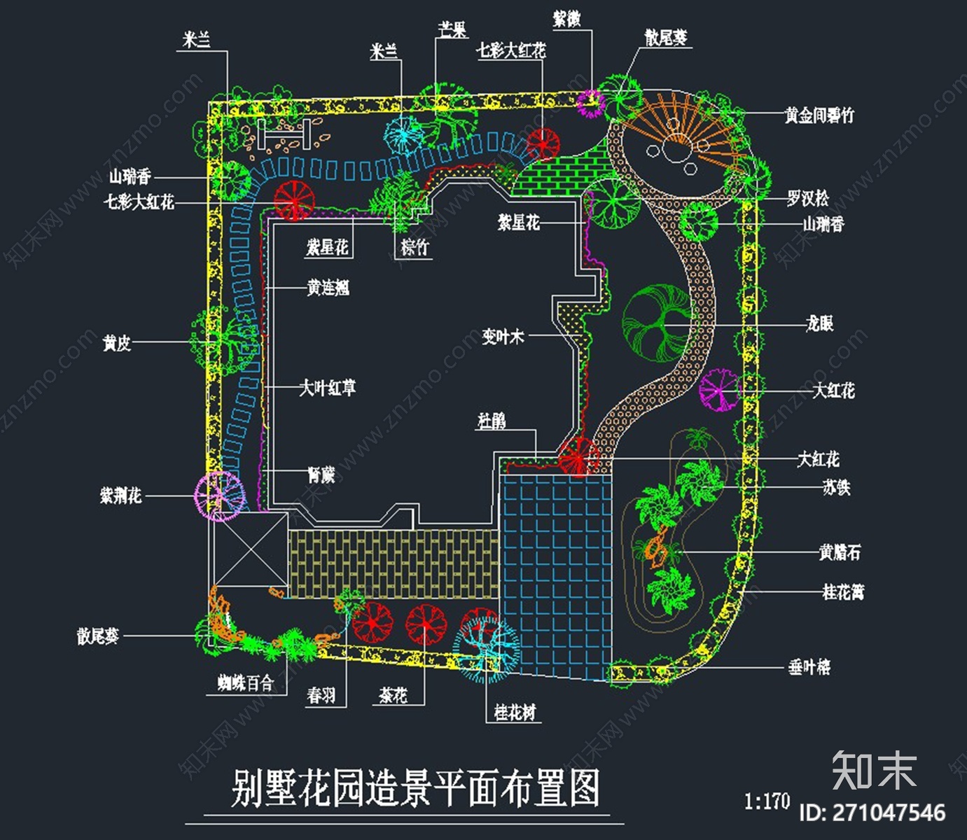 别墅花园造景平面布置图施工图下载