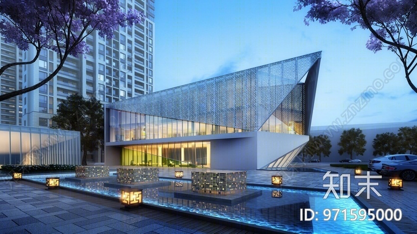 现代售楼部外观3d模型下载