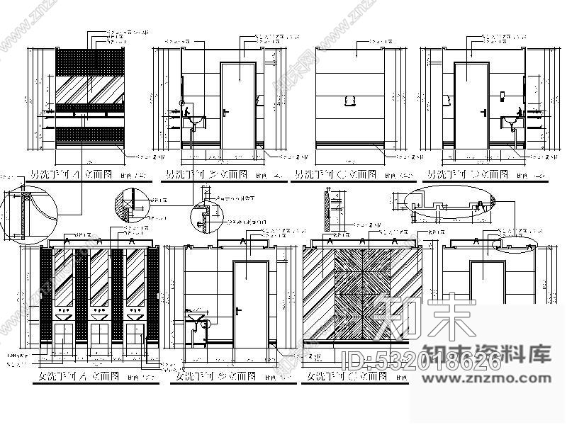 施工图某酒店公共卫生间装修图施工图下载【ID:532018626】