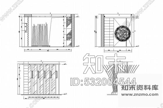 施工图深圳大型酒店内茶艺馆室内施工图含实景图cad施工图下载【ID:532004544】