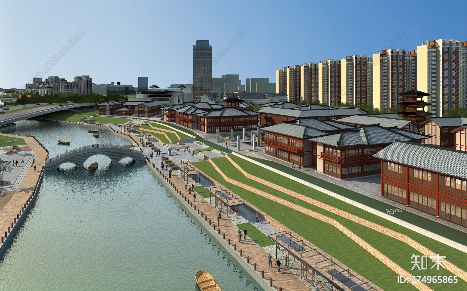 中式古建筑外观3d模型下载