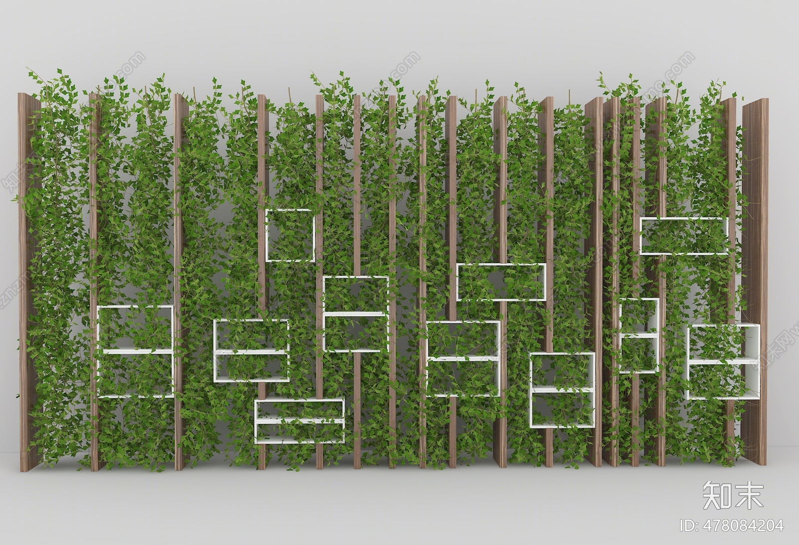 现代绿植墙3d模型下载