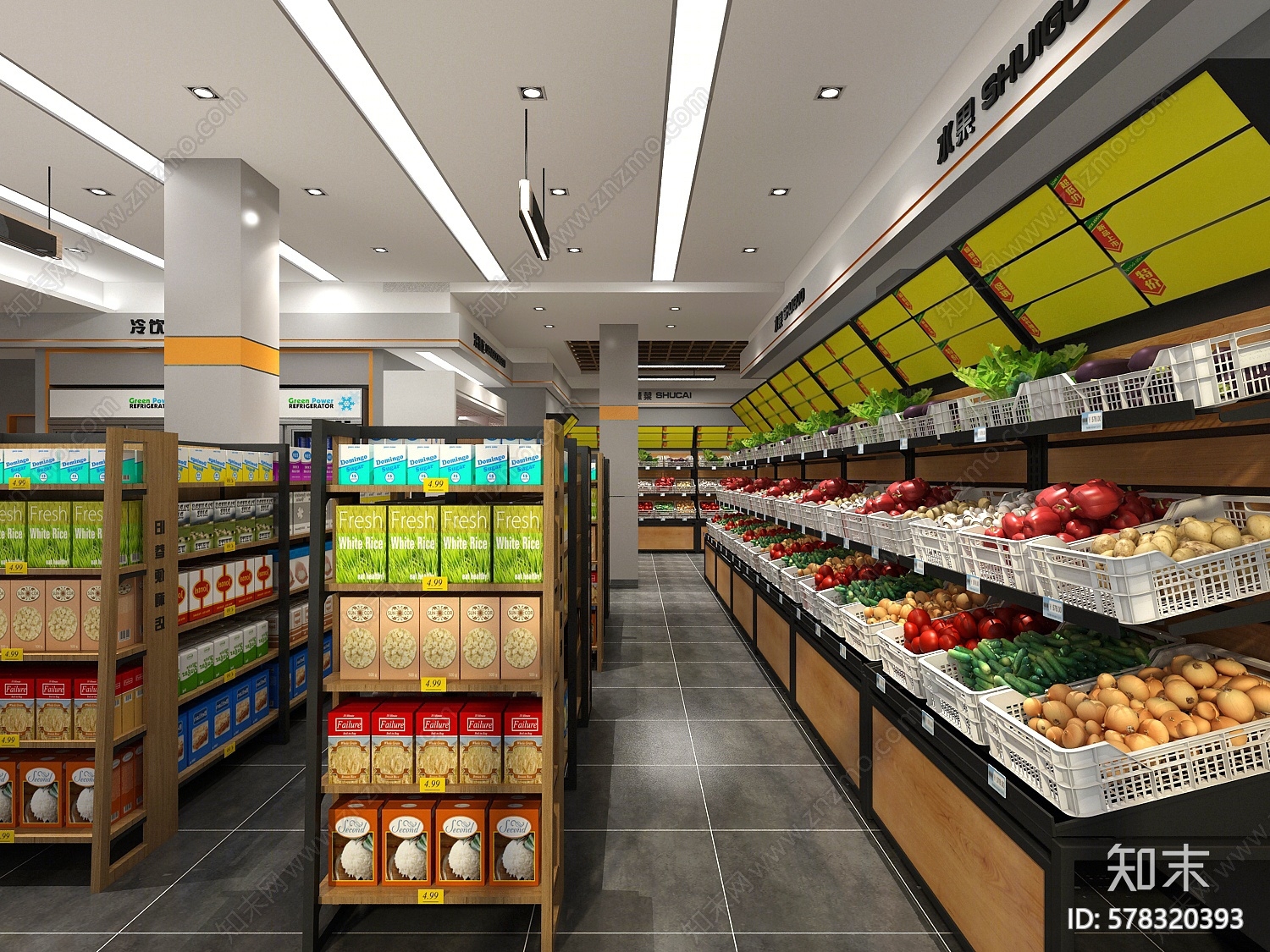现代超市便利店3d模型下载【id:578320393】