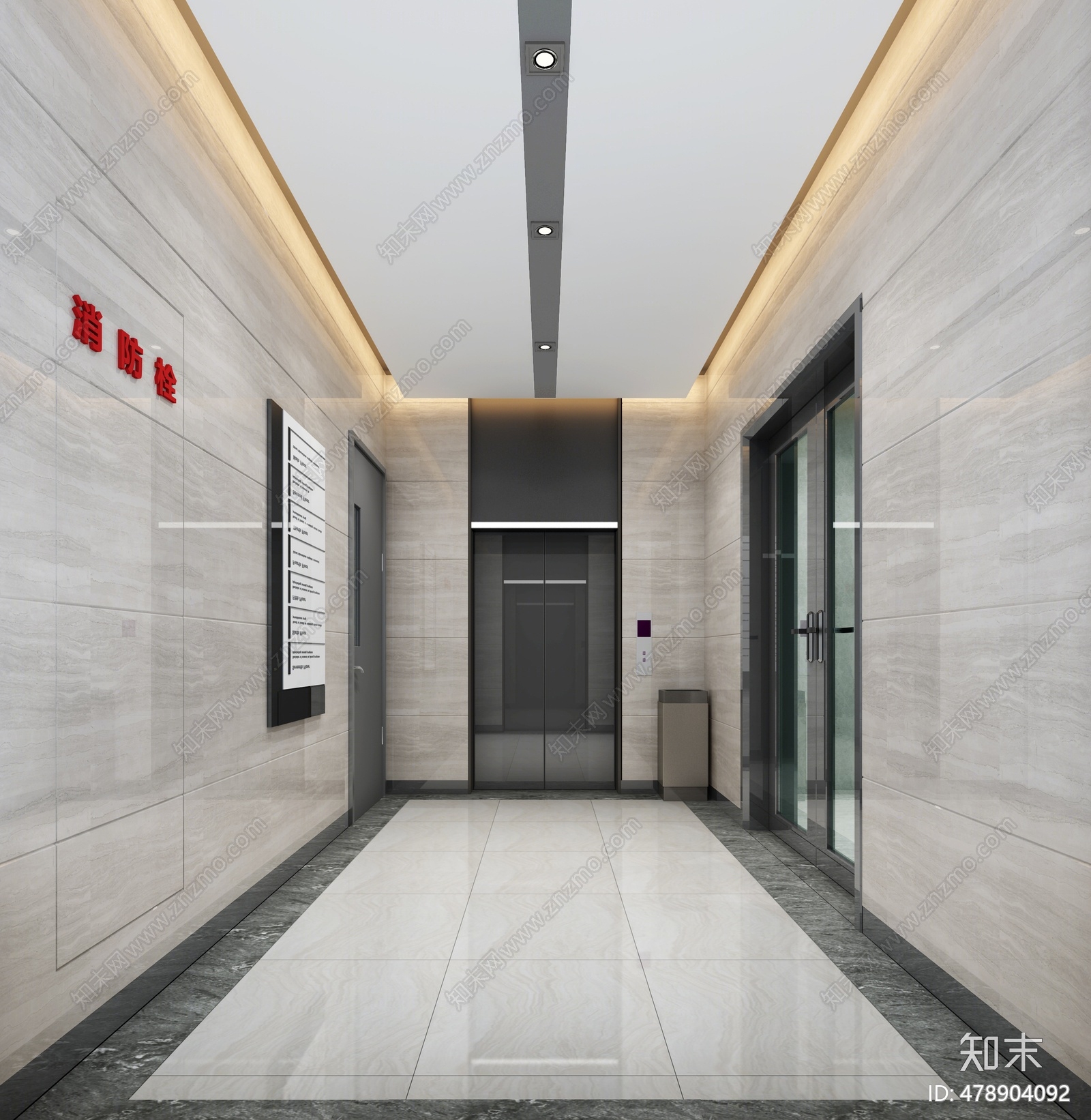 现代公司电梯厅3d模型下载
