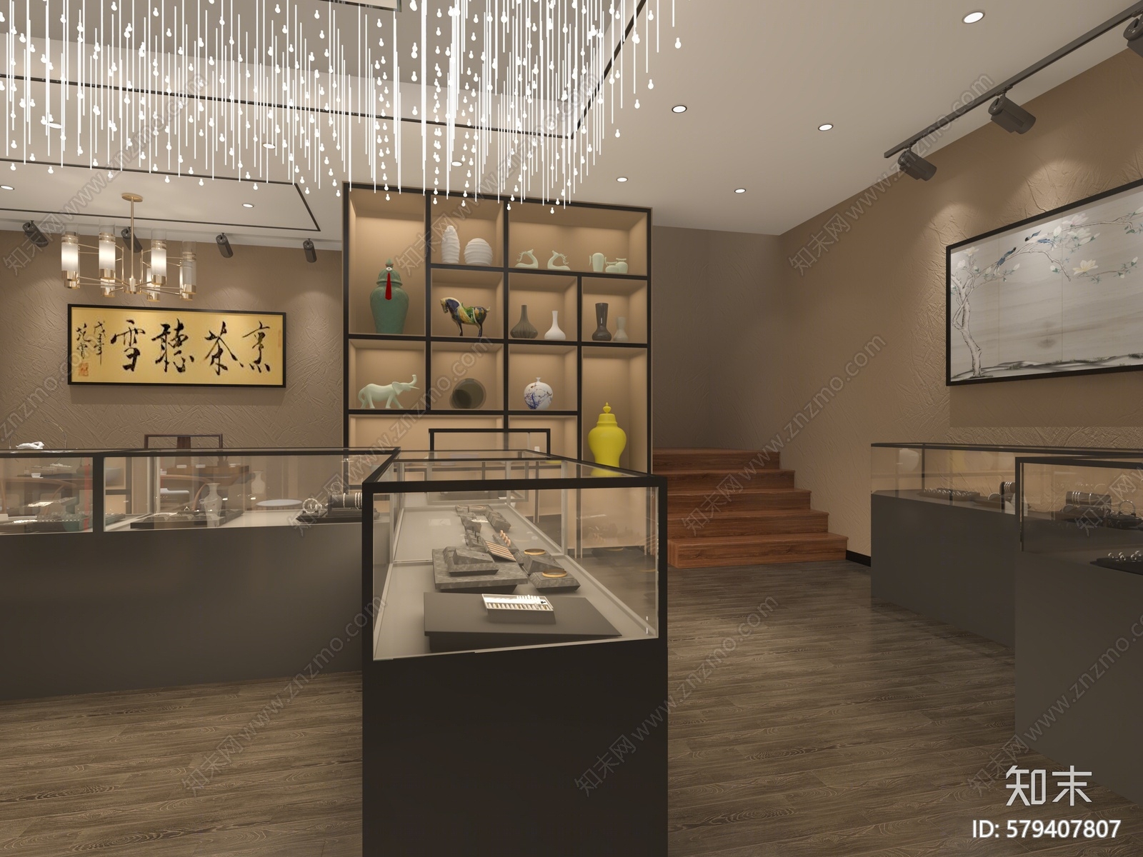 新中式珠宝店3d模型下载