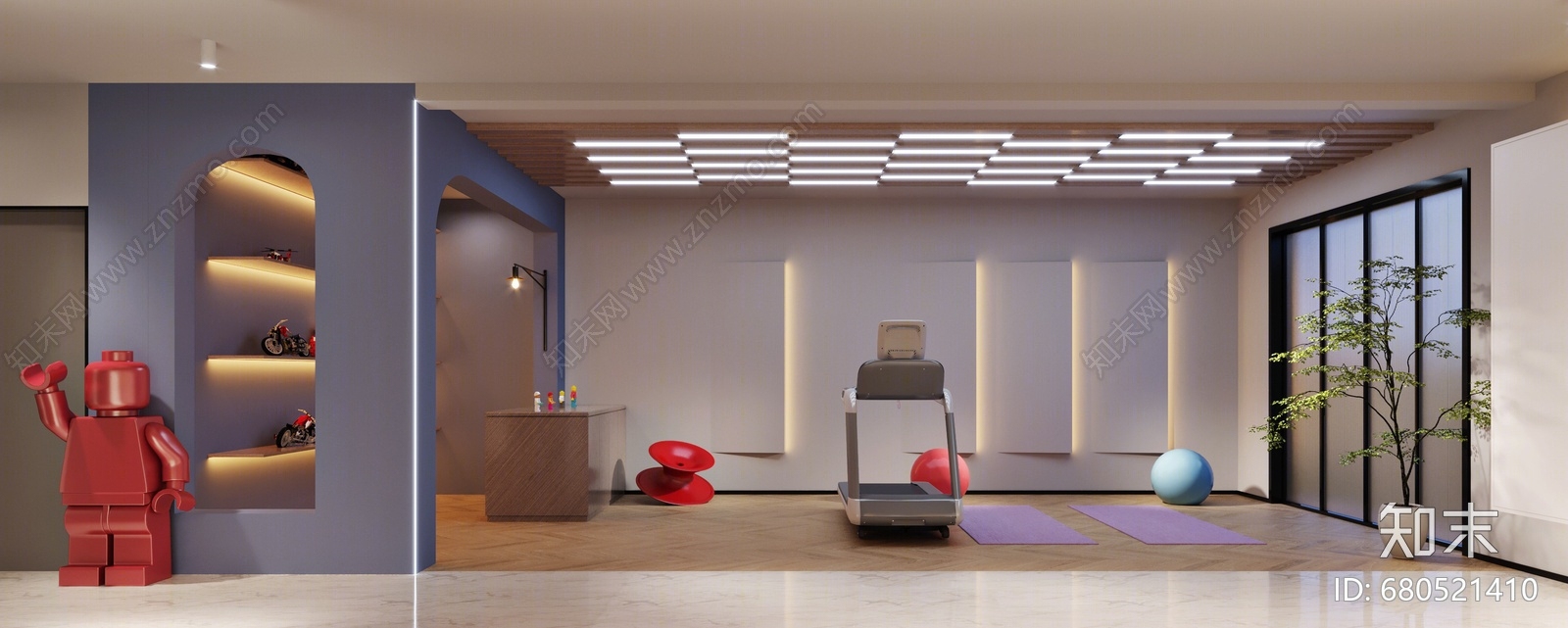 现代风格别墅健身区3d模型下载【id:680521410】