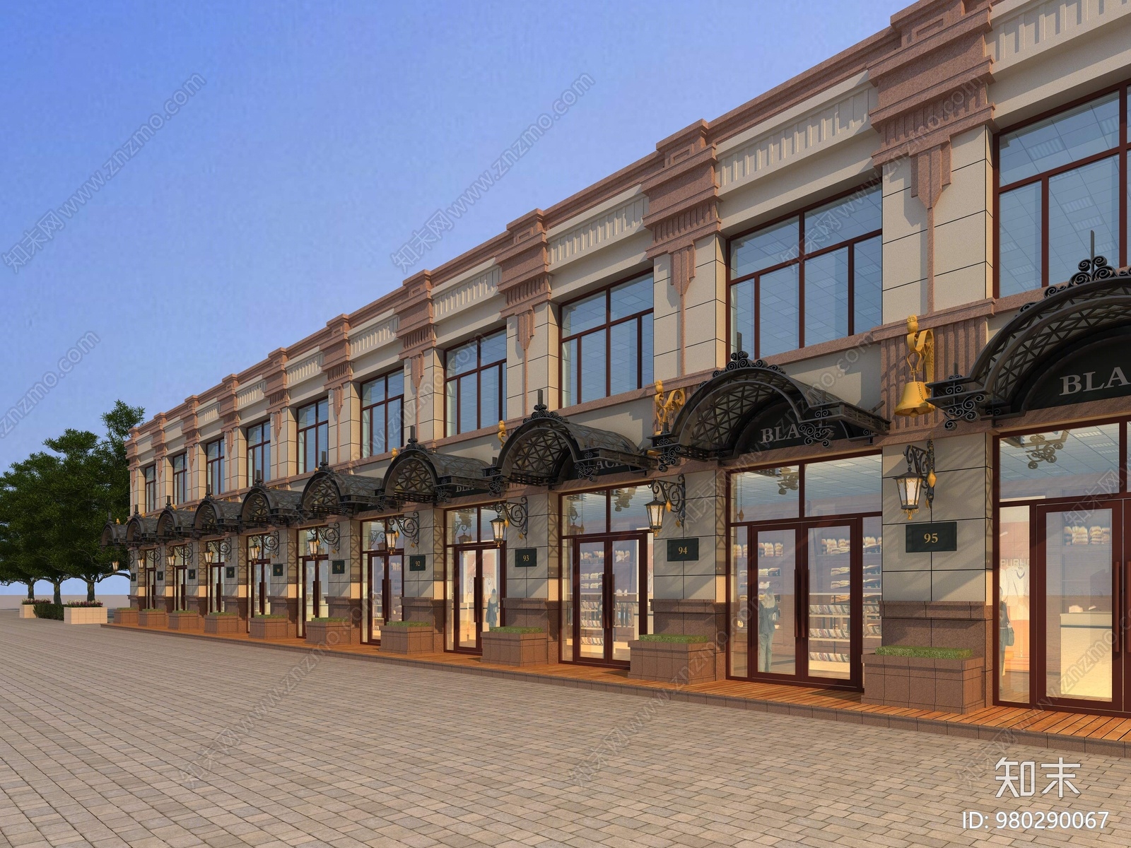 现代商业街3d模型下载【id:980290067】