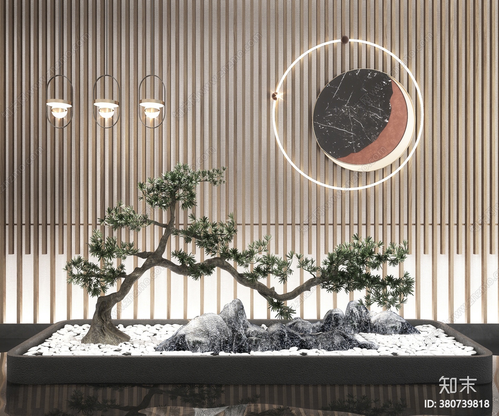 新中式假山水景3d模型下载