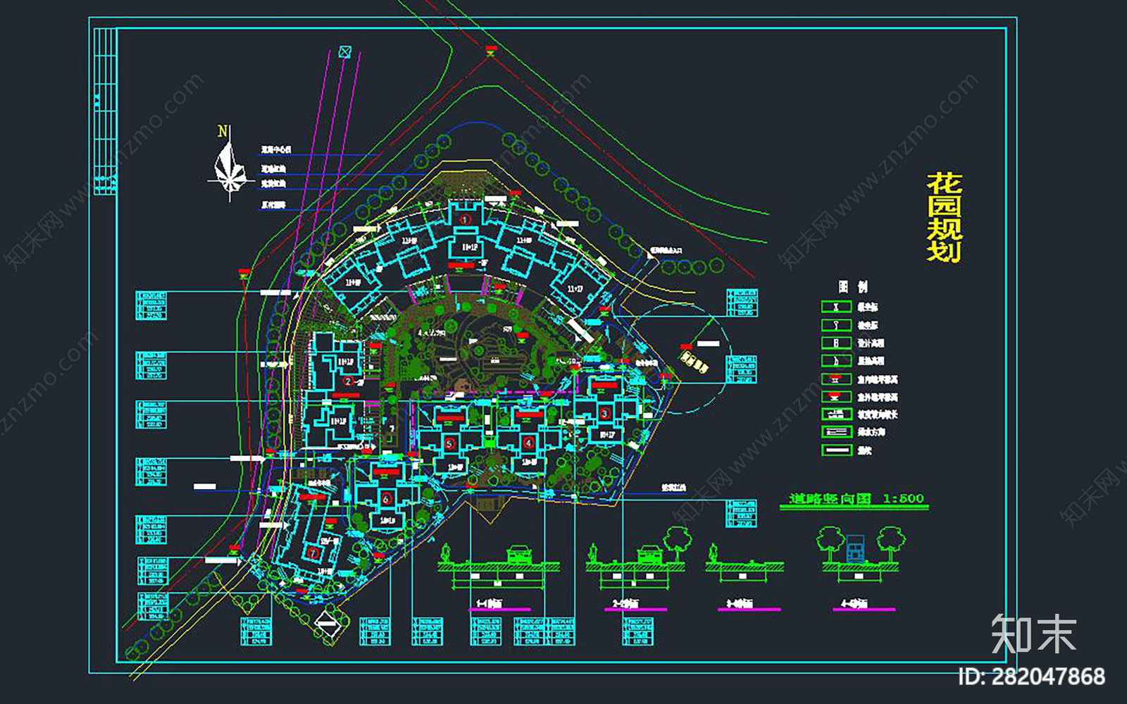 某花园小区总平面图施工图下载【id:282047868】