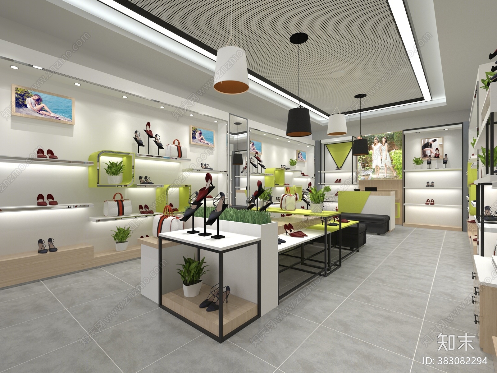 现代女鞋店3d模型下载【id:383082294】
