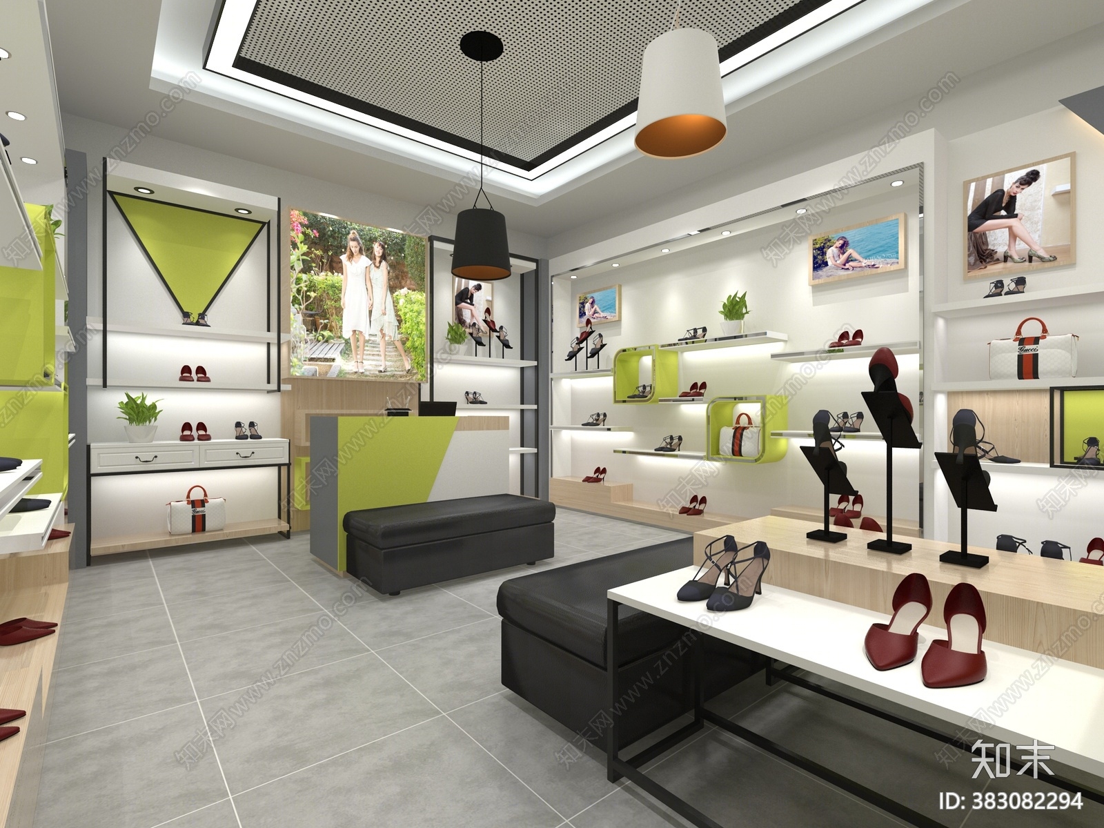 现代女鞋店3d模型下载【id:383082294】