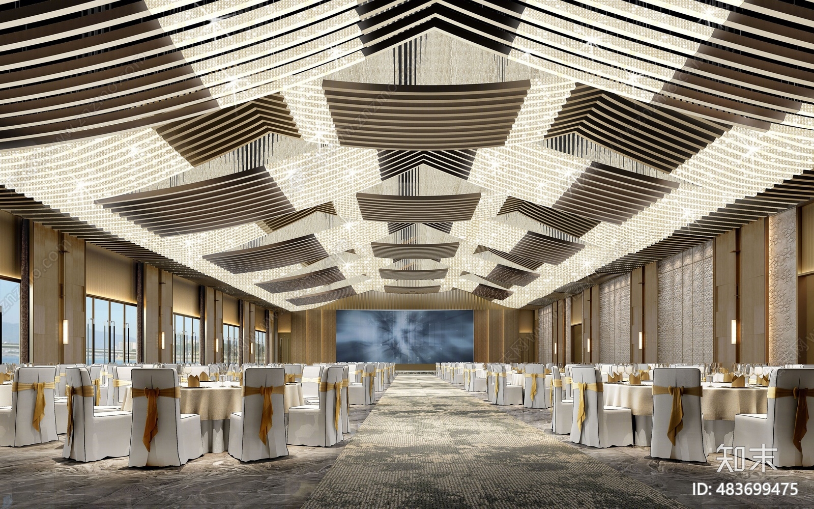 现代酒店宴会厅3d模型下载