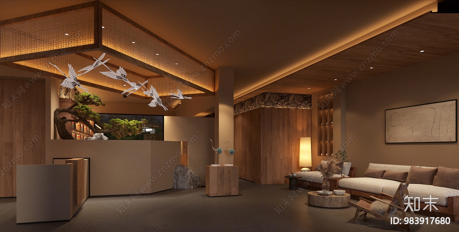 侘寂民宿茶室3d模型下载【id:983917680】