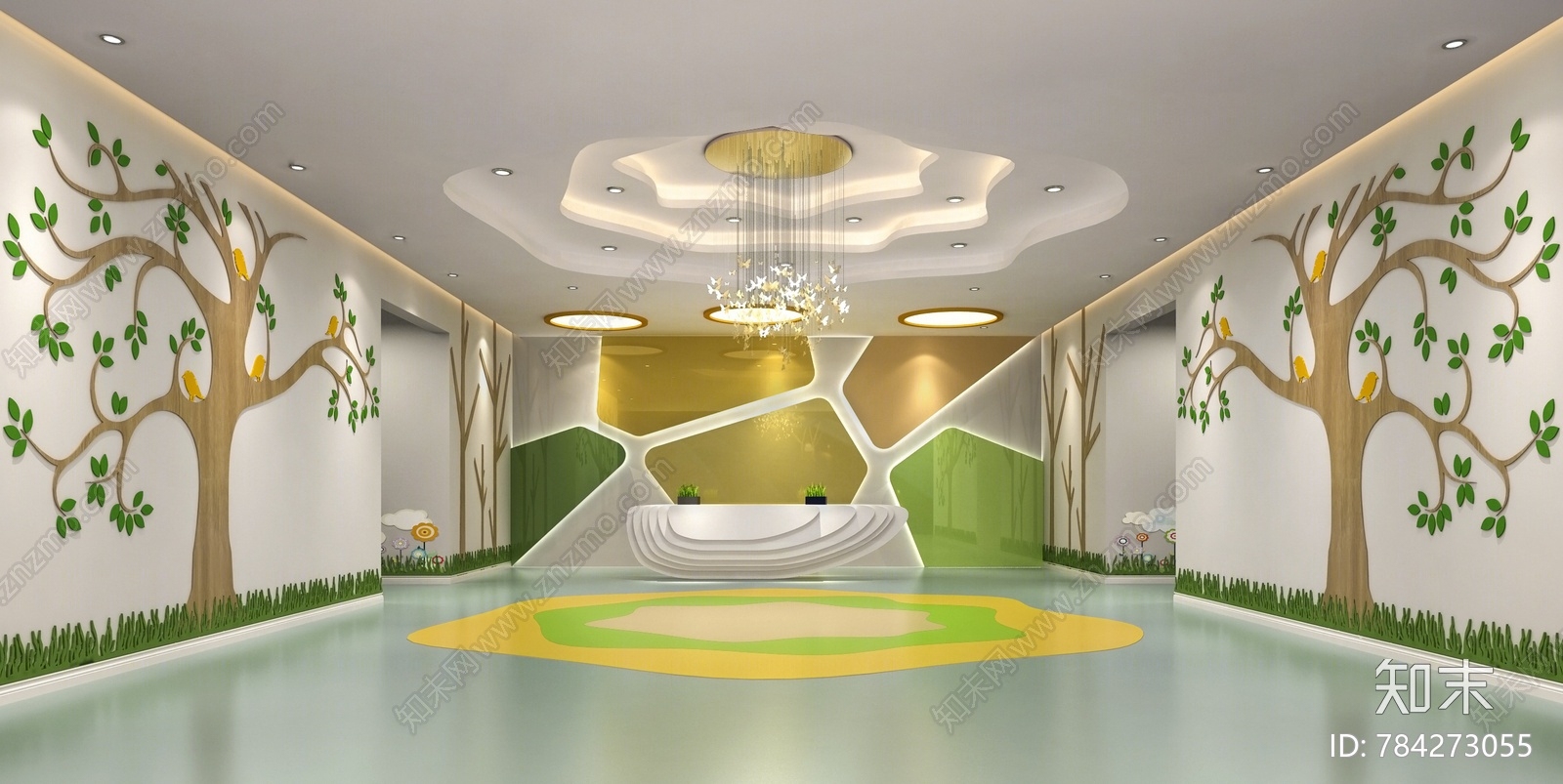 现代早教中心幼儿园前台3d模型下载【id:784273055】_知末3d模型网