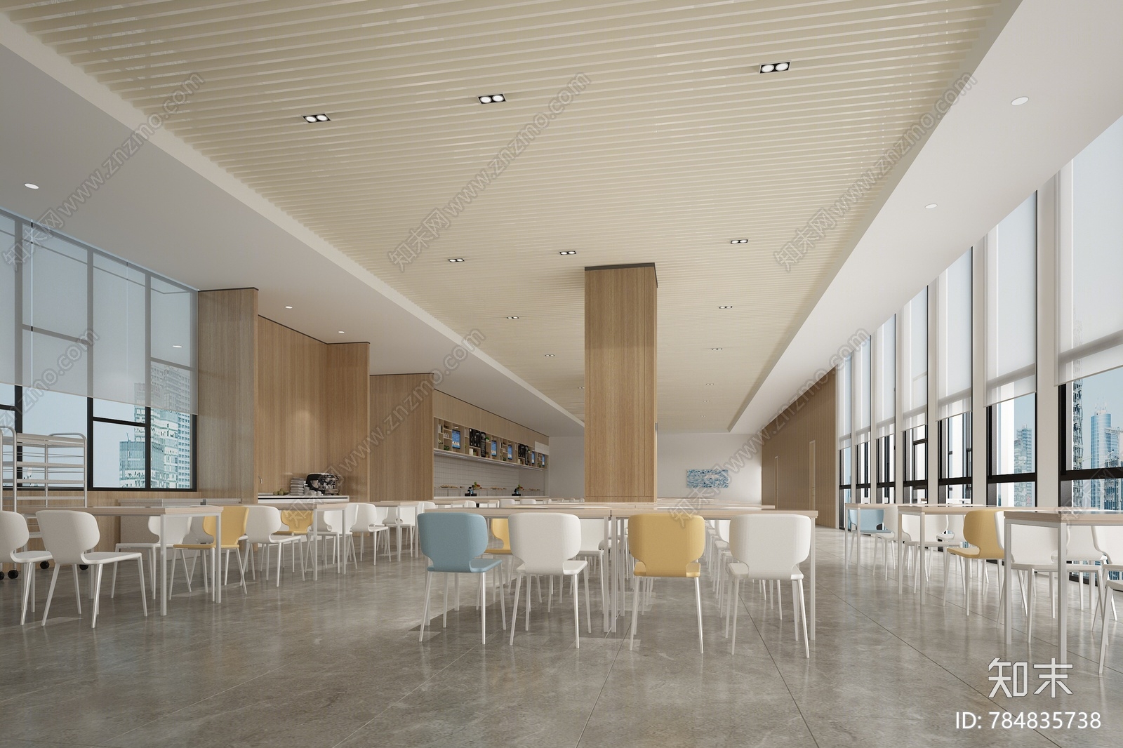 现代教师餐厅3d模型下载