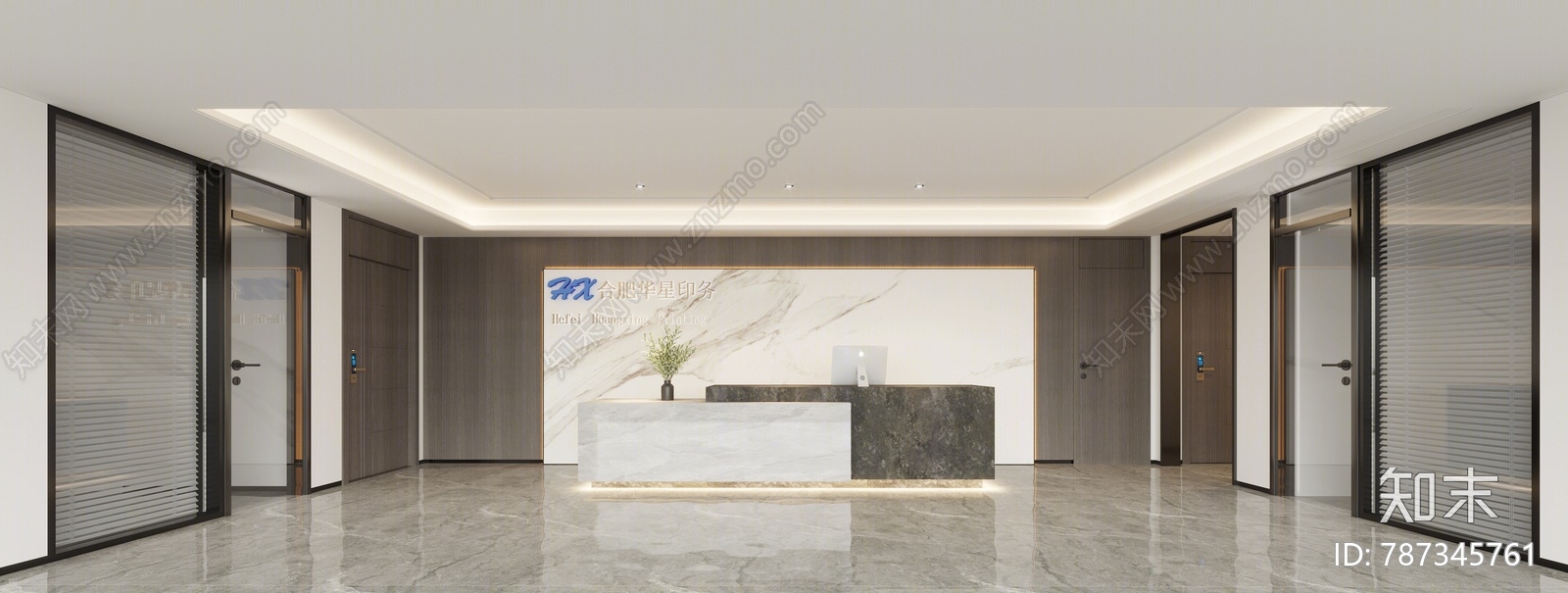 现代公司前台3d模型下载【id:787345761】