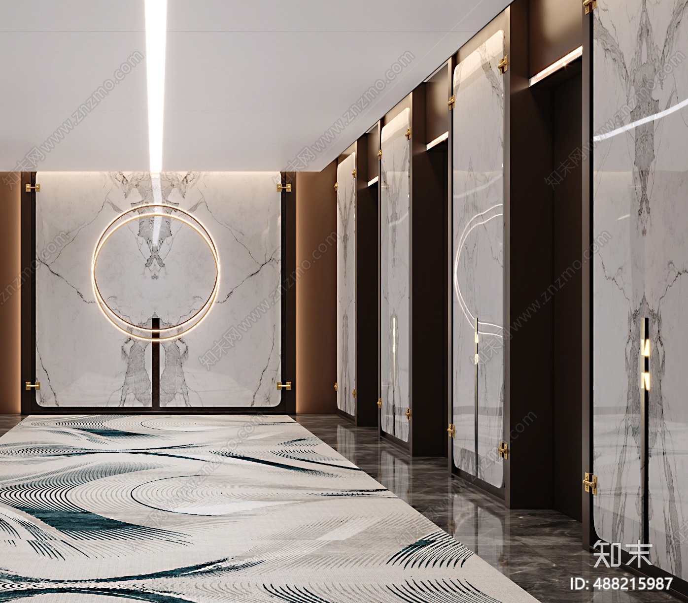 现代酒店电梯间3d模型下载