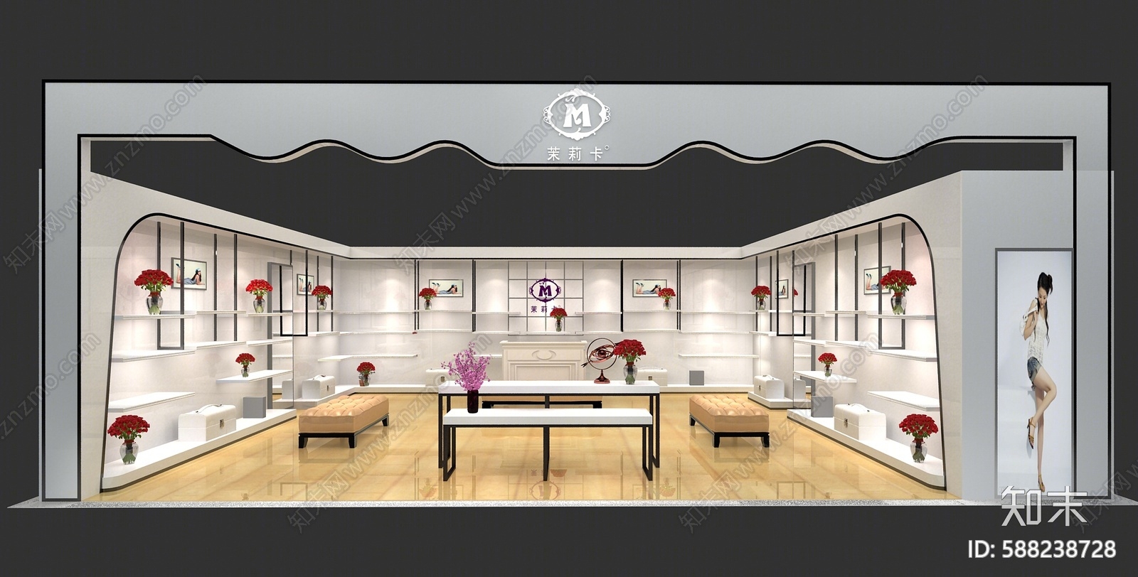 现代鞋店3d模型下载【id:588238728】