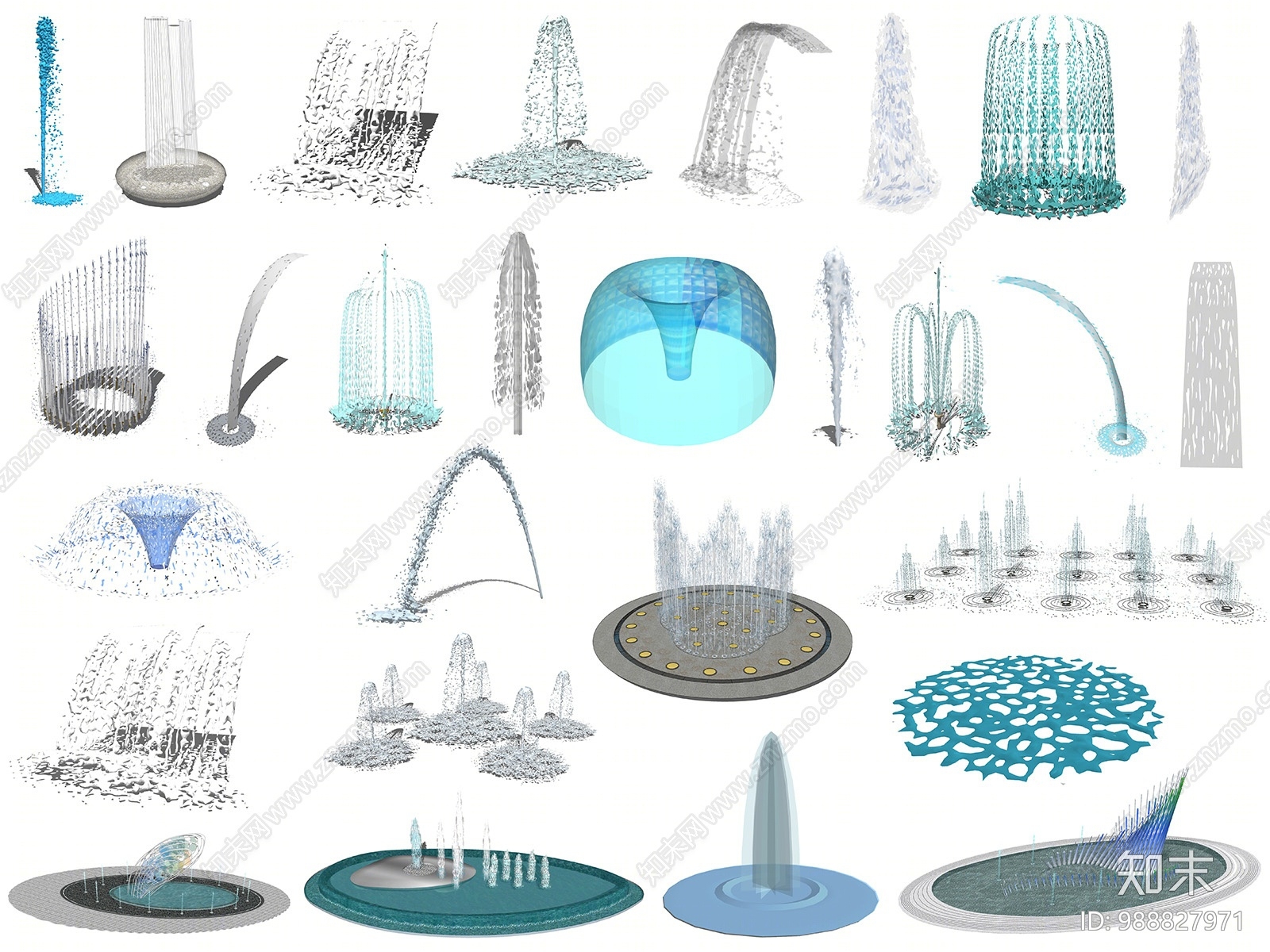 现代喷泉su模型下载【id:988827971】