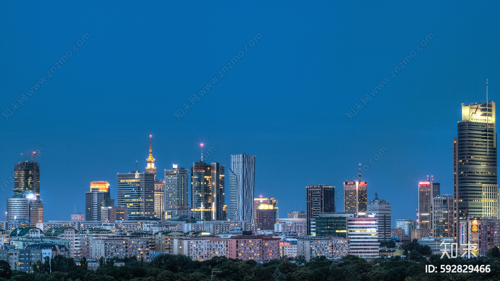 城市蓝天夜景图贴图下载