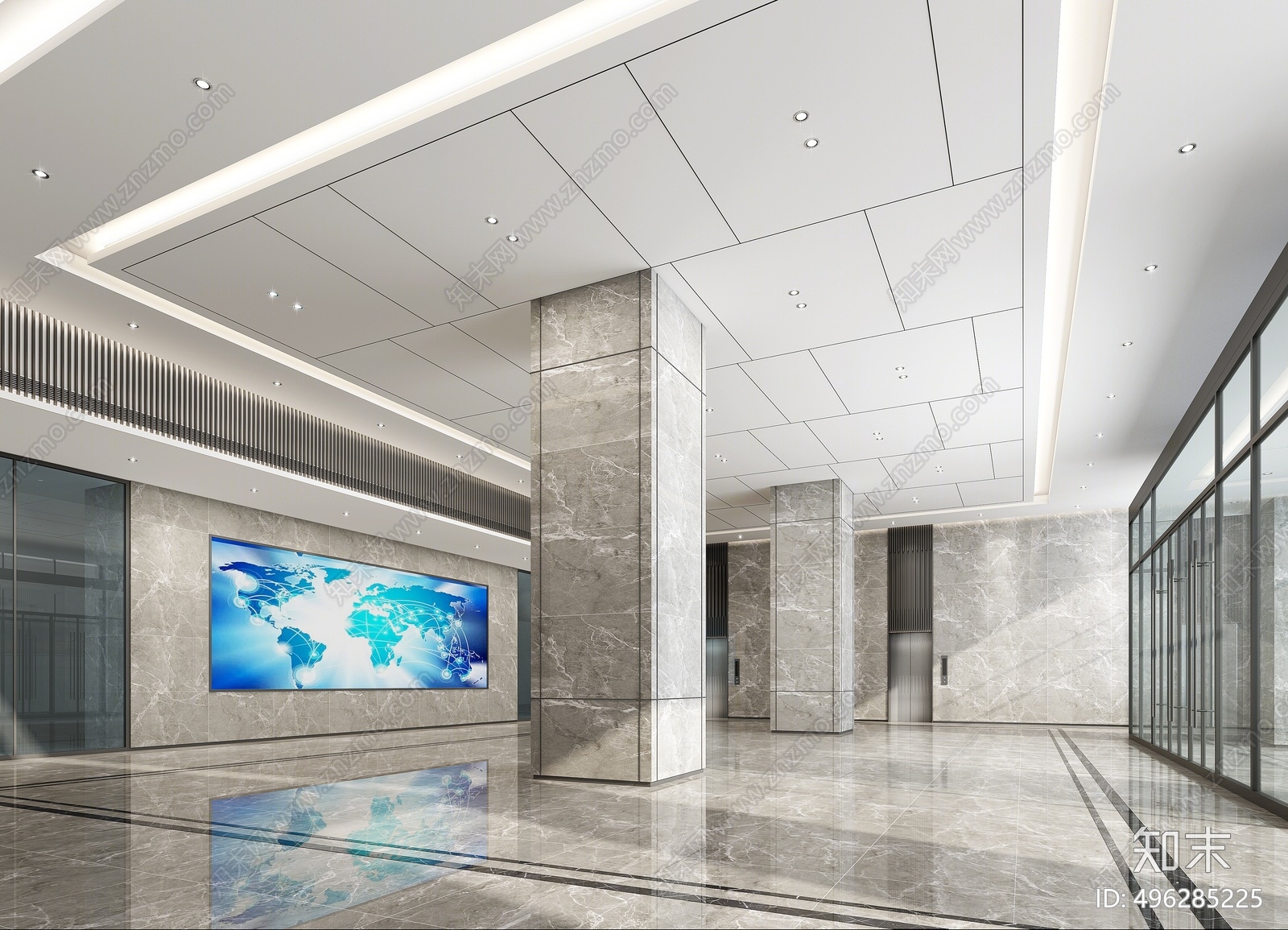 现代酒店大堂3d模型下载【id:496285225】