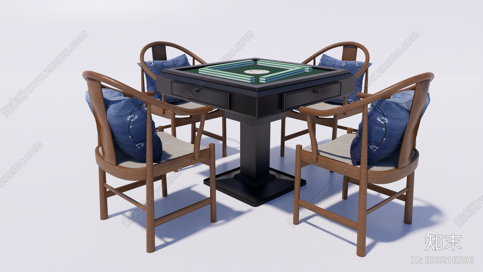 中式麻将桌椅su模型下载