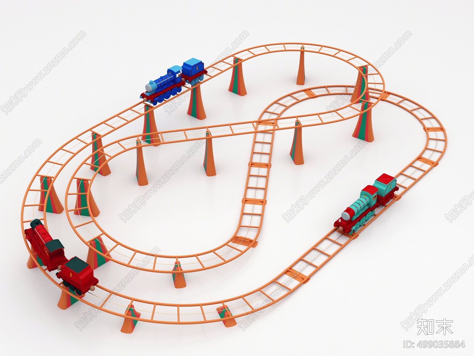 现代儿童轨道小火车玩具3d模型下载