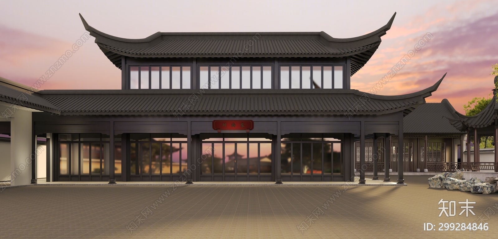中式古建筑3d模型下载【id:299284846】