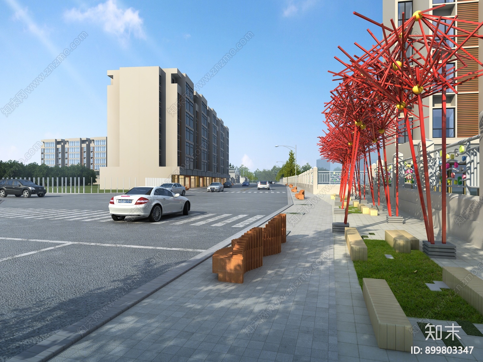 现代道路景观3d模型下载