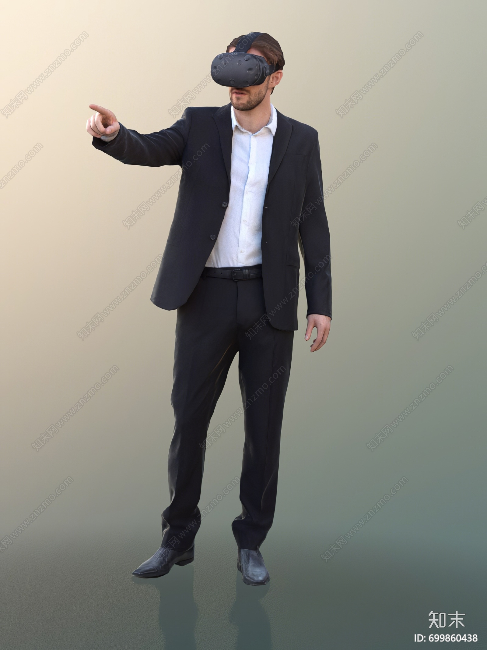 现代带vr眼镜的男人3d模型下载