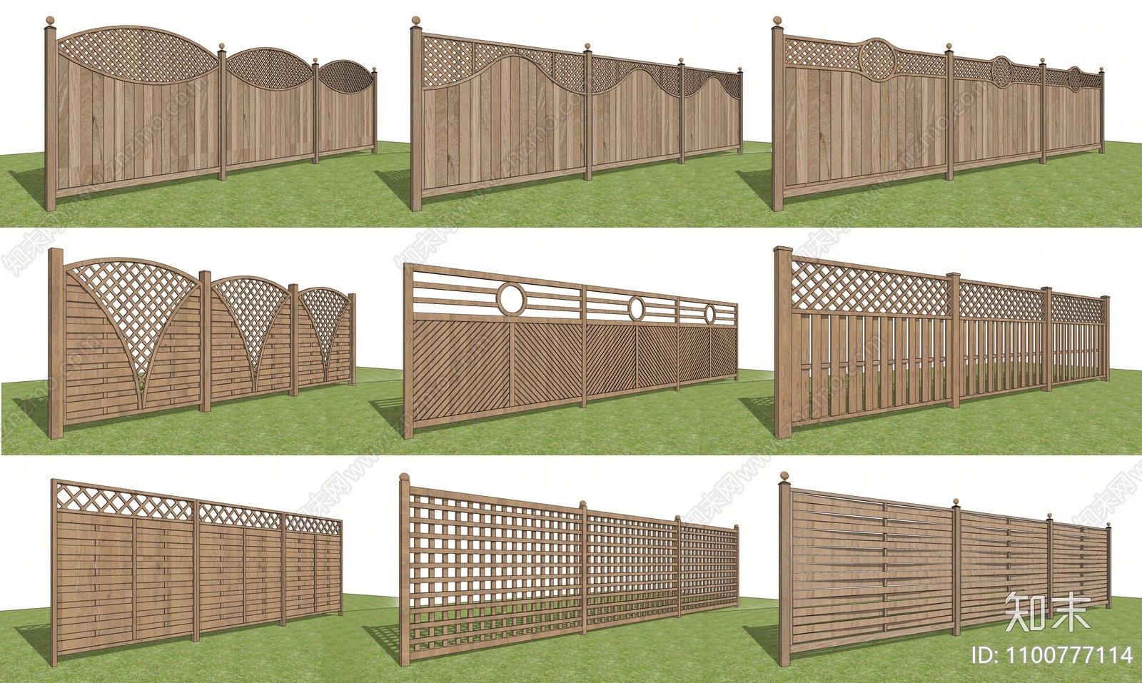构件五金 楼梯/栏杆 栅栏现代庭院木栅栏su模型下载 id: 1100777114