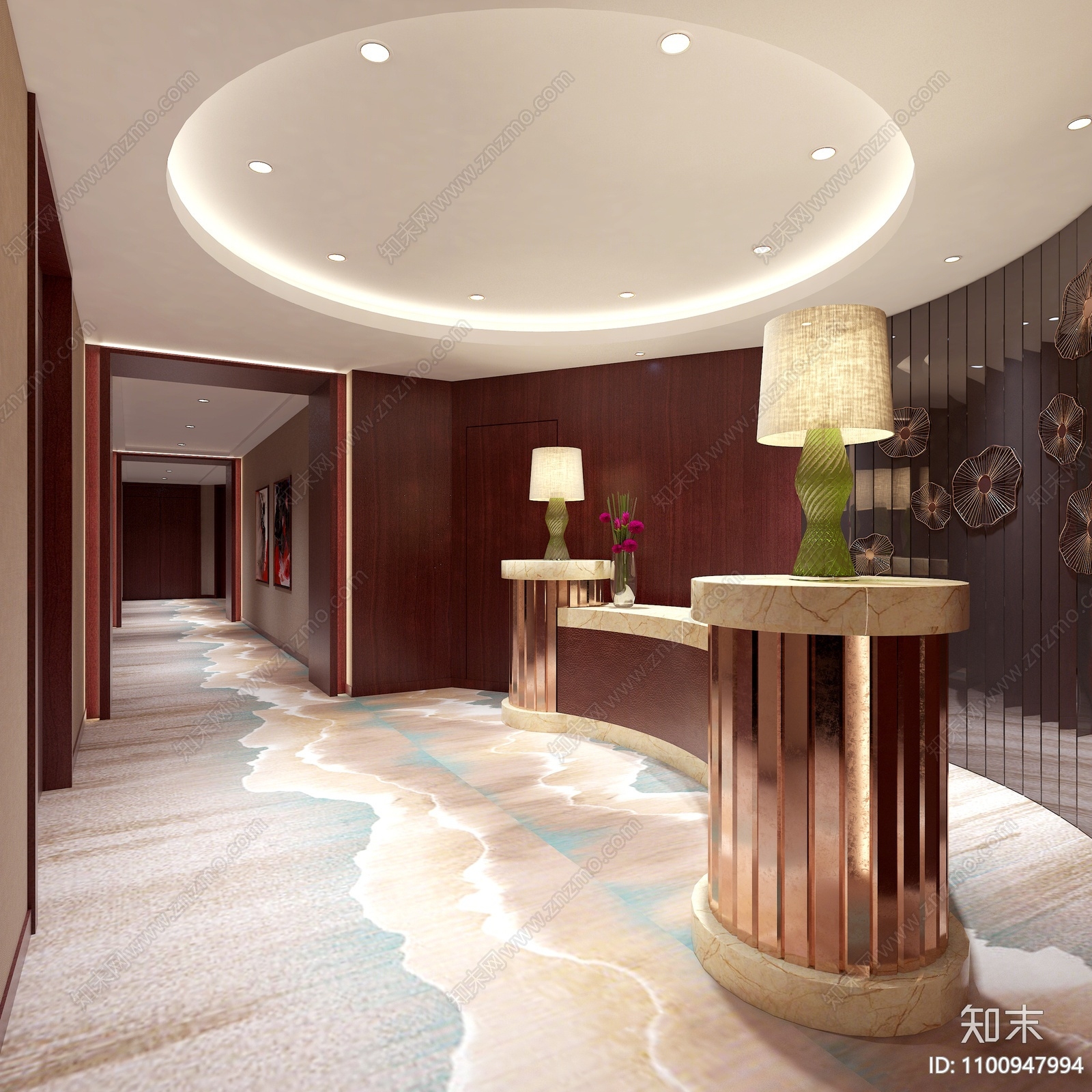 现代酒店前台3d模型下载