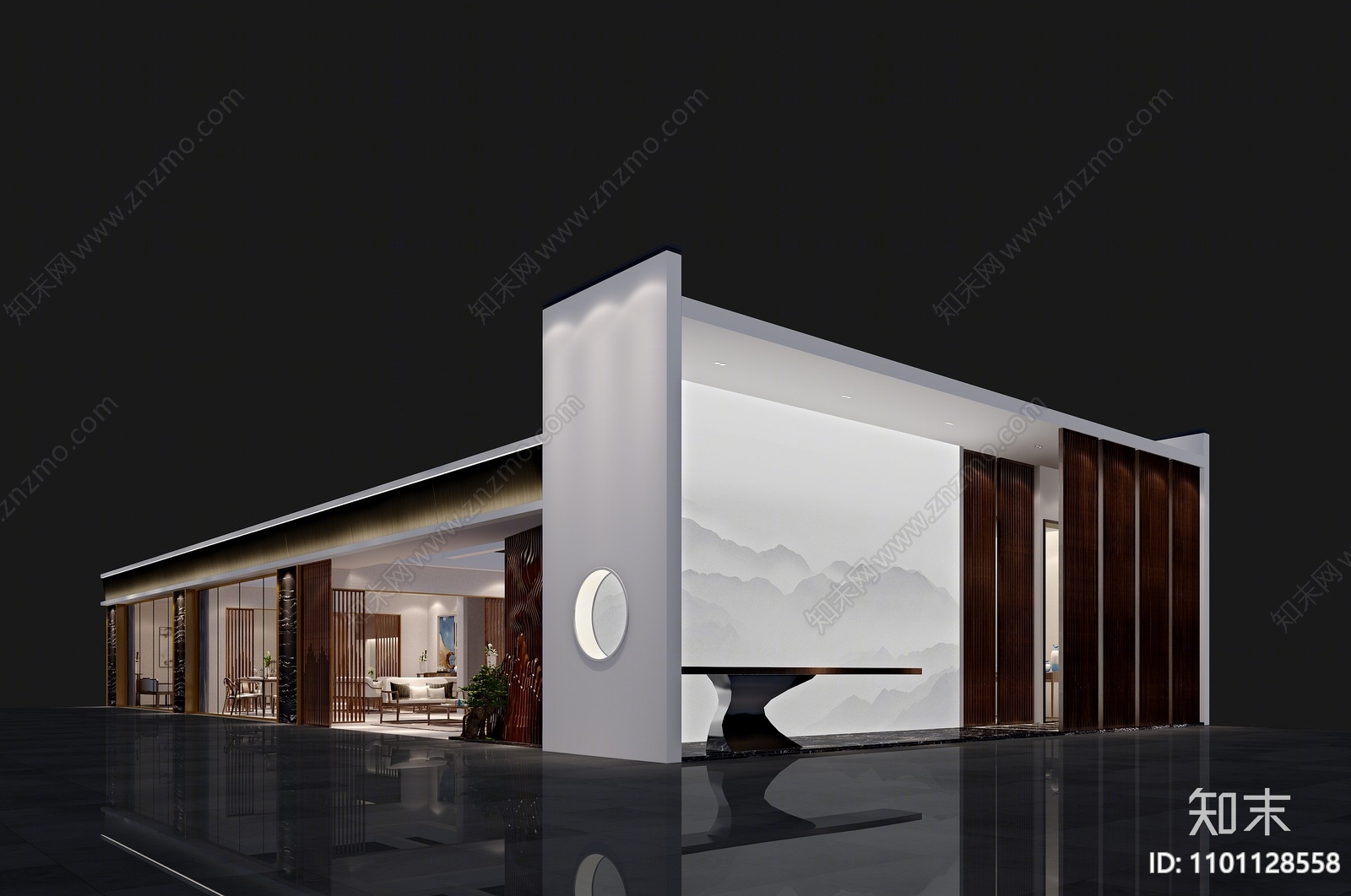 新中式家居专卖店门头3d模型下载