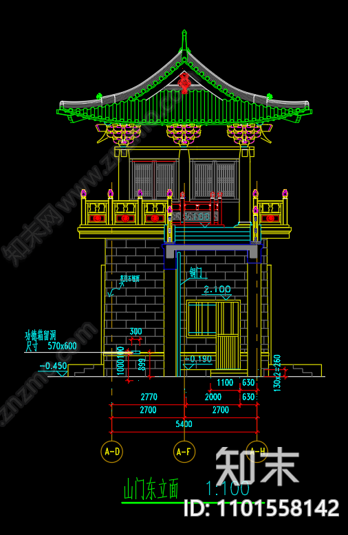 中式仿古山门建筑施工图下载