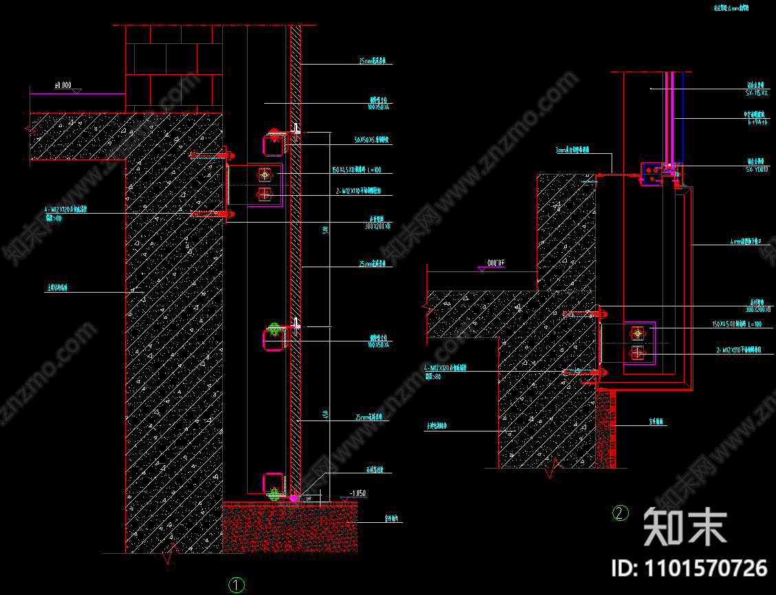 外墙干挂铝塑板幕墙节点图施工图下载【id:1101570726】_知末案例馆