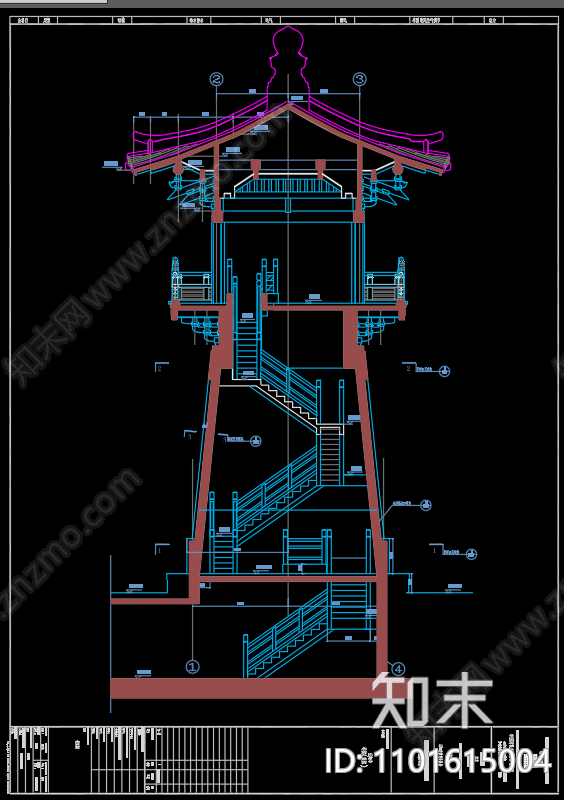 中式中国古建筑钟楼鼓楼施工图下载